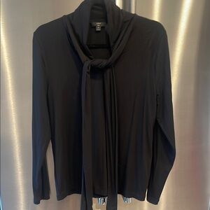 J. Crew Black Long Sleeve Top with Scarf Detail